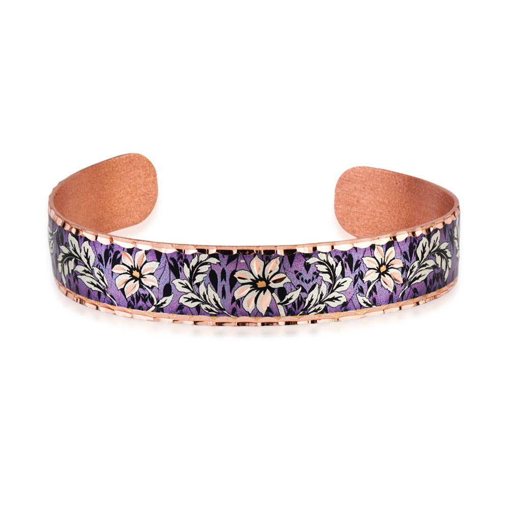 Purple flower Narrow Design adjustable Bracelet