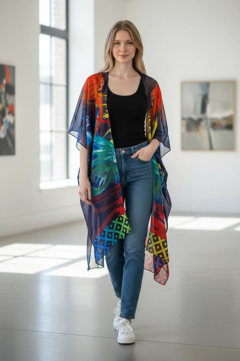 Rainbow Warriors | Native American Art Shawl Wrap by Traci Rabbit