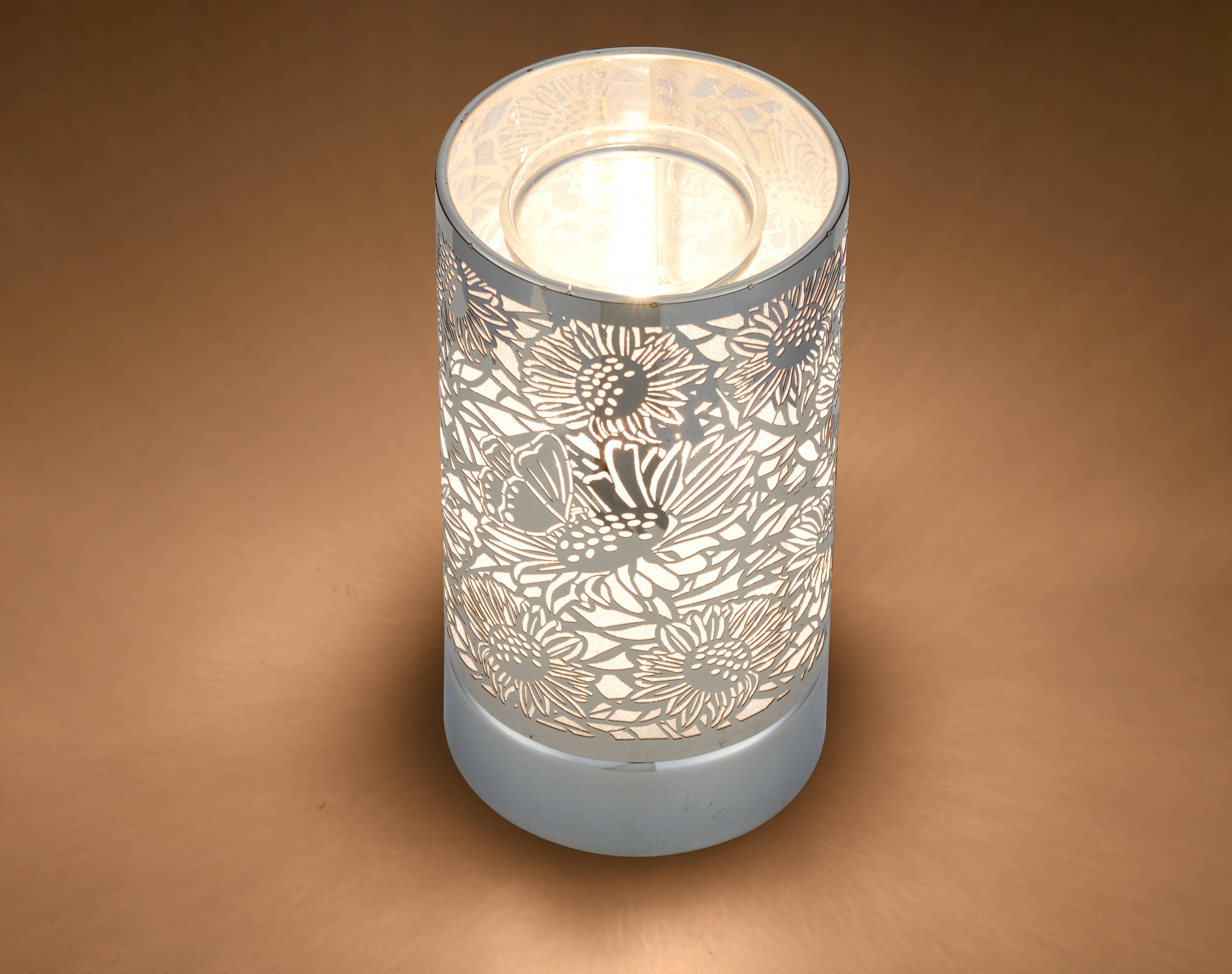 Silver Sunflower Touch Lamp & Wax Warmer | 7” Fragrance Oil Burner