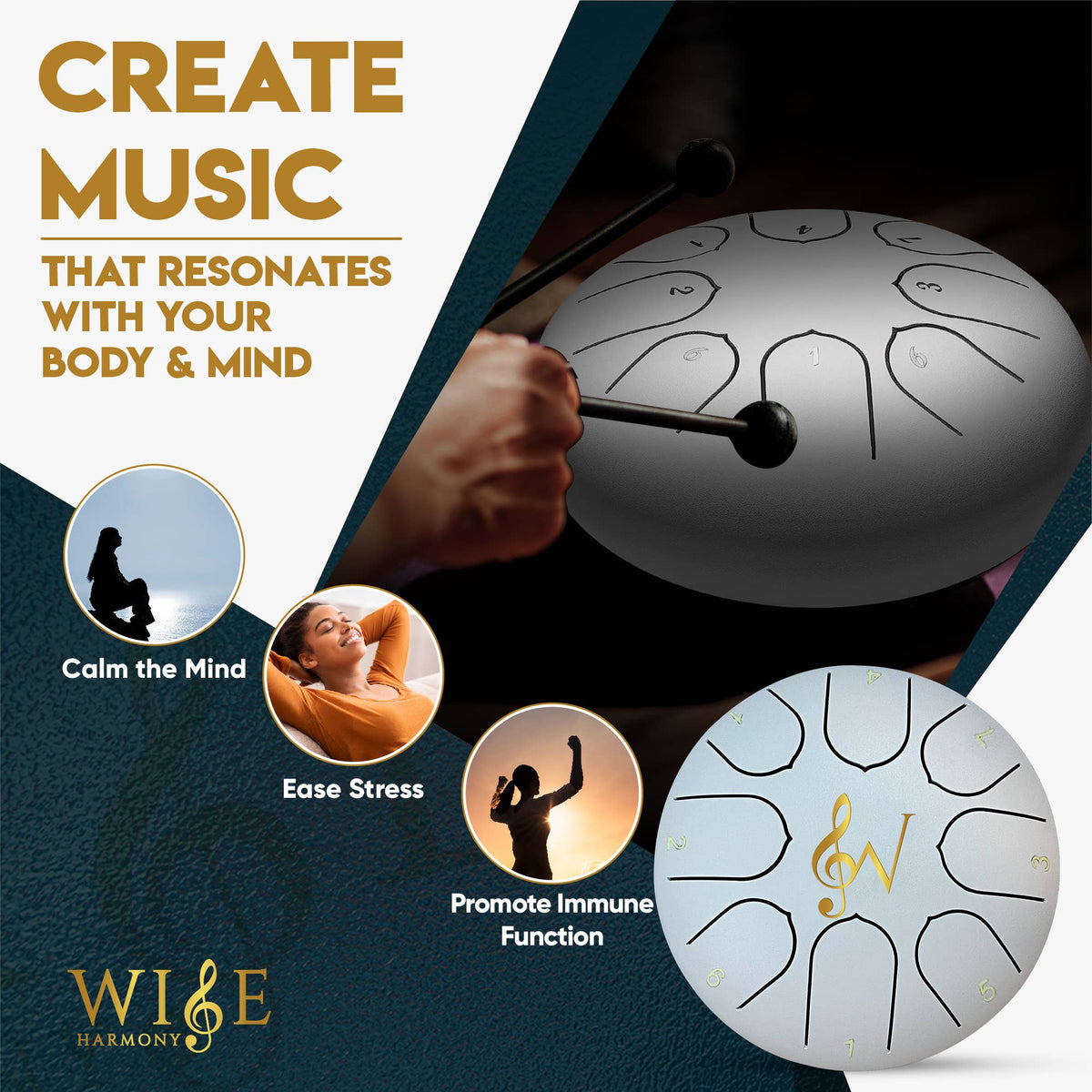 6-Inch 8-Notes Steel Tongue Drum Meditation Rain Drum - Black
