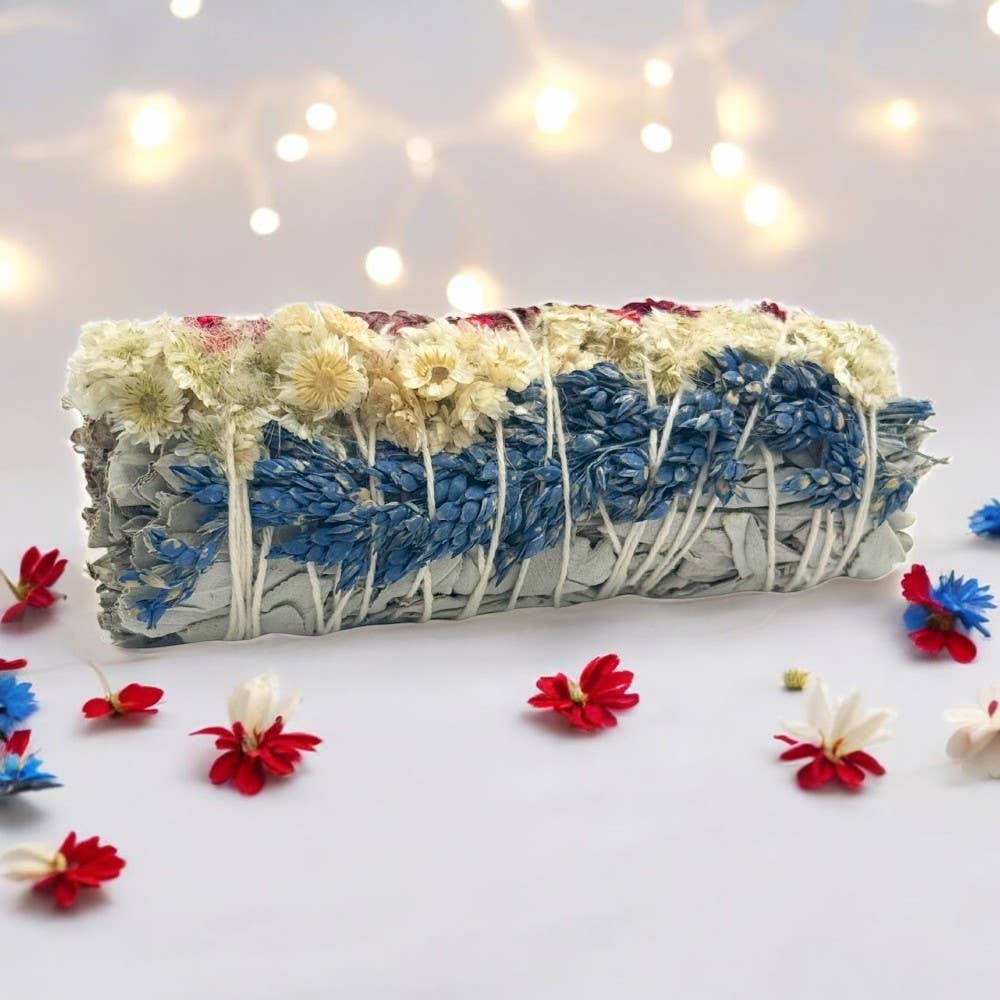 White Sage Smudge Stick - Red, White + Blue - Sinvata