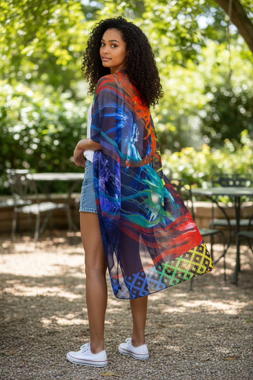 Rainbow Warriors | Native American Art Shawl Wrap by Traci Rabbit
