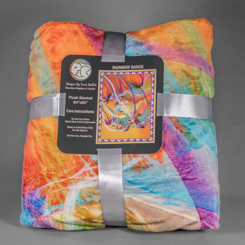 Rainbow Dance | 60x80 Native American Art Fleece Blanket by Traci Rabbit