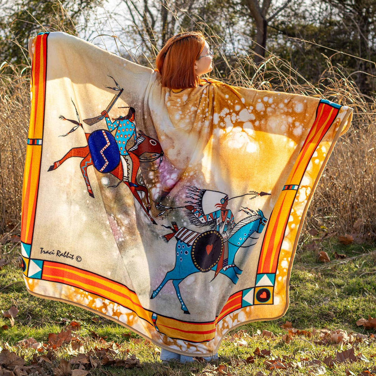 Legends We Ride | 60x80 Native American Art Fleece Blanket by Traci Rabbit