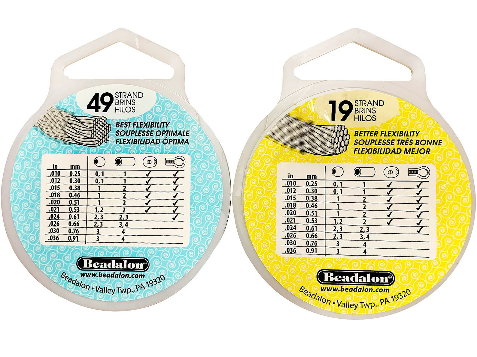 Beadalon 49-Strand Beading Wire – Bright | .018” (0.46 mm) | 30 Ft Spool