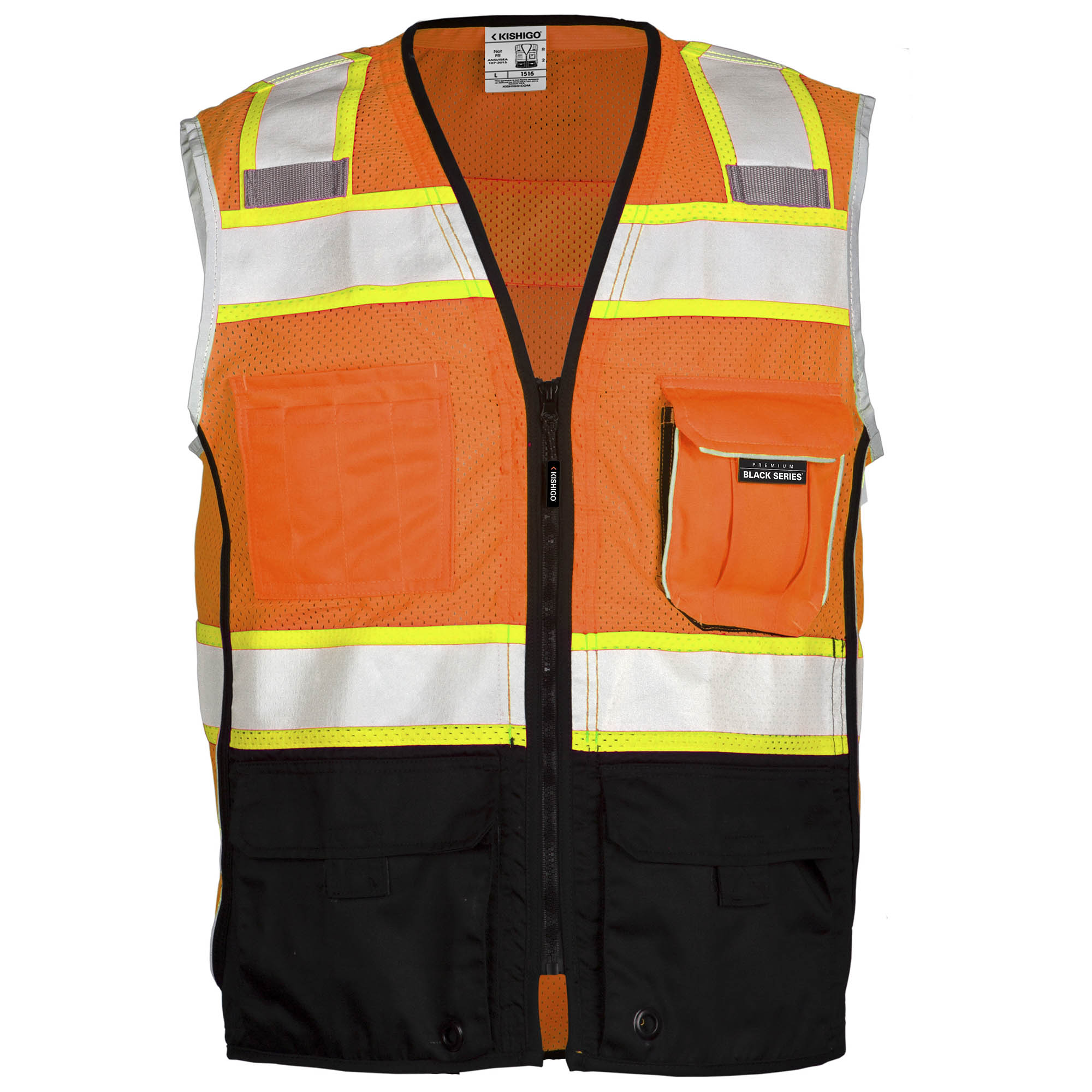 Kishigo 1516 Black Series Black Bottom Safety Vest - Orange