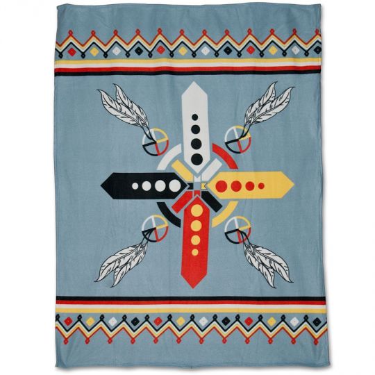 Four Directions Fleece Blanket - Native American Design -60" x 80"