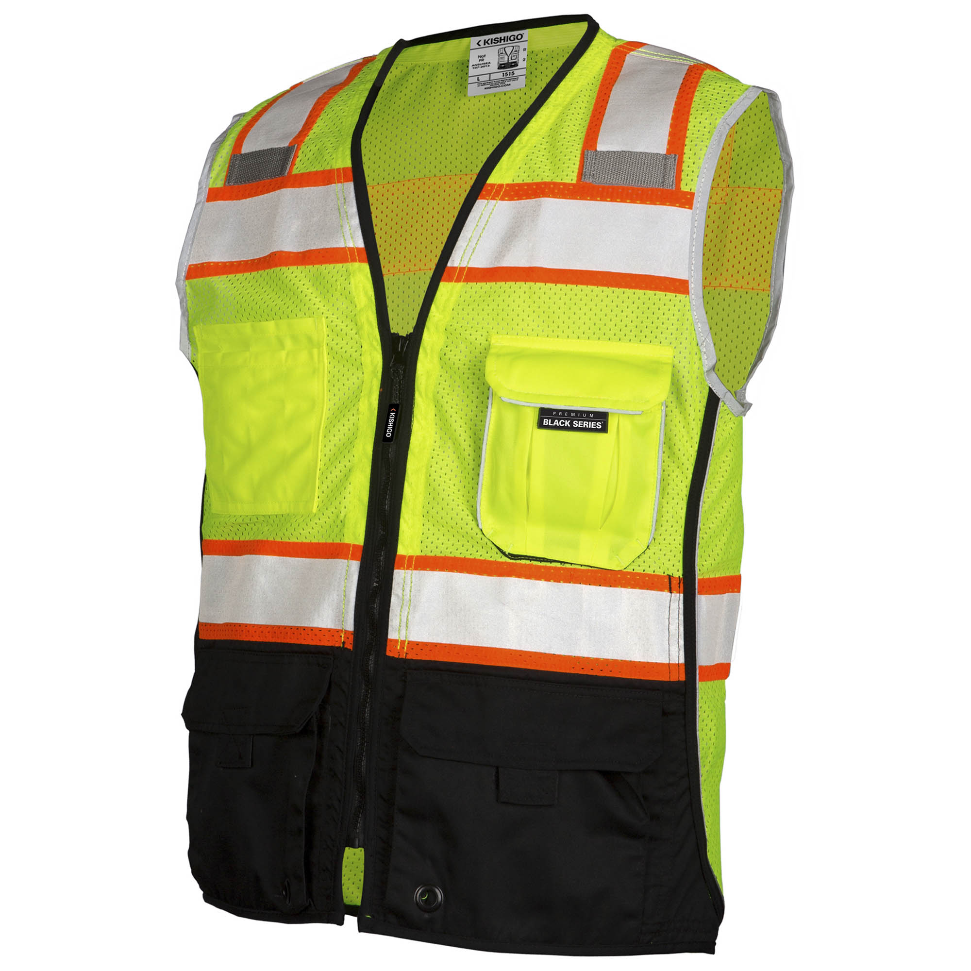Kishigo 1515 Black Series Black Bottom Safety Vest – Yellow/Lime