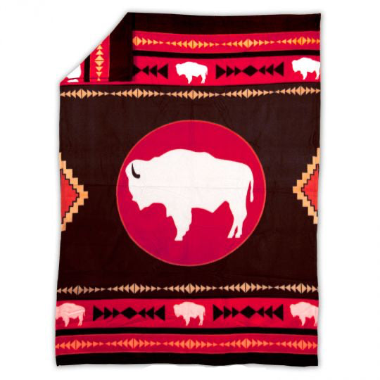 White Buffalo Fleece Blanket - Native American Design - 60" x 80"