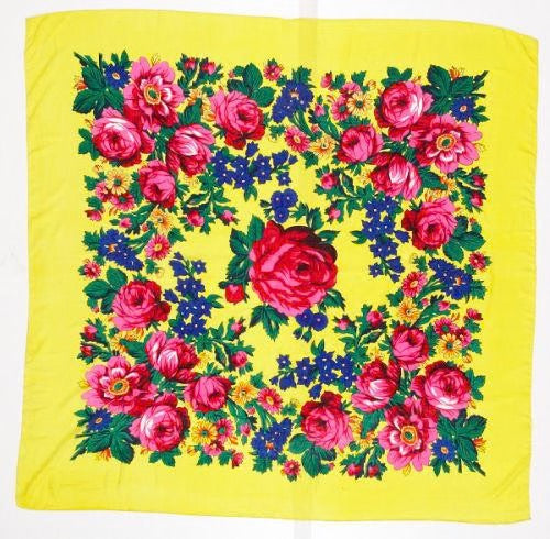 Rose Scarf - Yellow (60"x60")