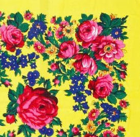 Rose Scarf - Yellow (30"x30")