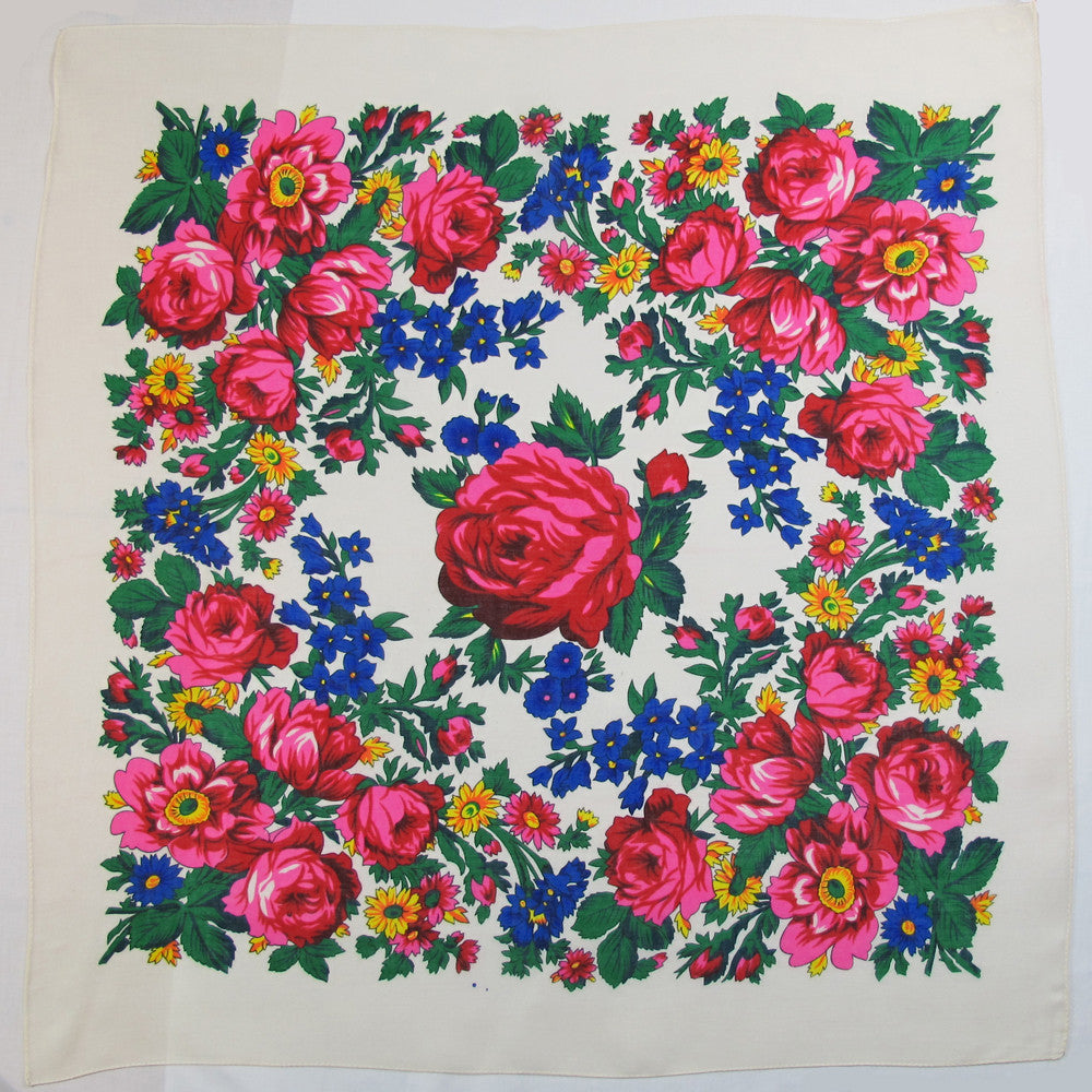 Rose Scarf White 30"x30"