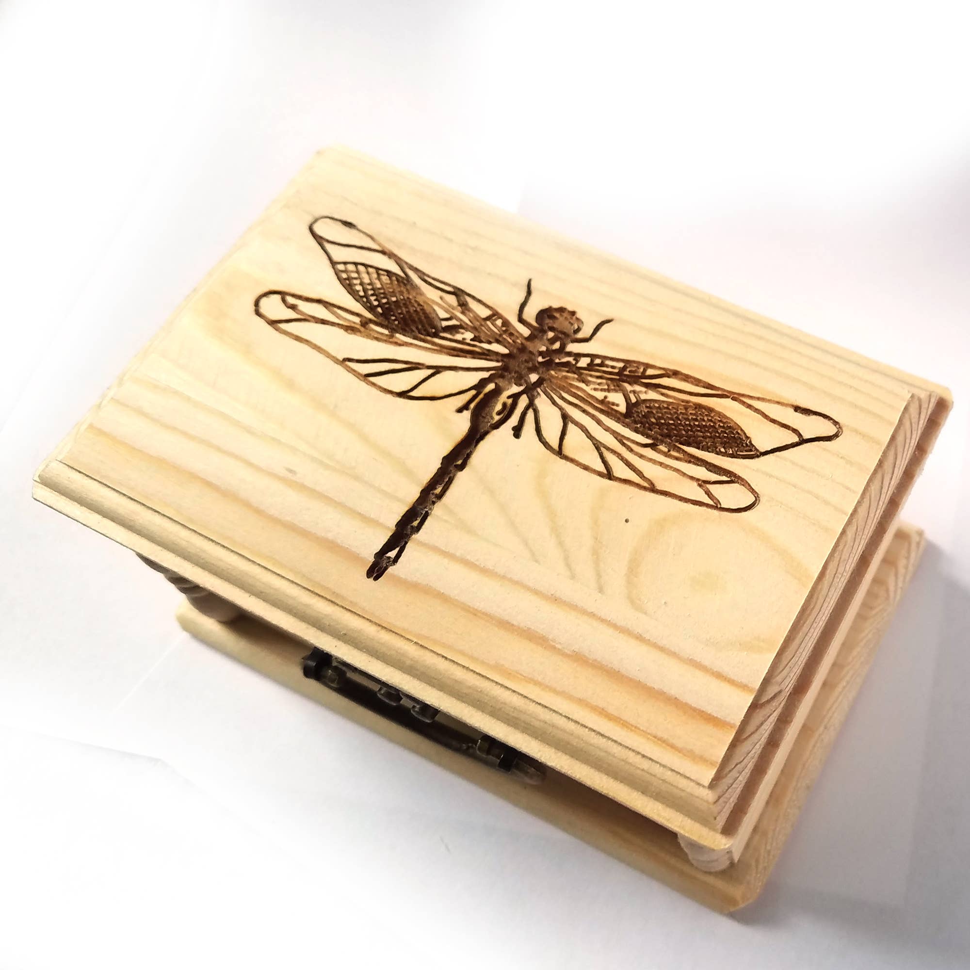 Dragonfly Small Latched Wooden Box, Simple Nature Decor