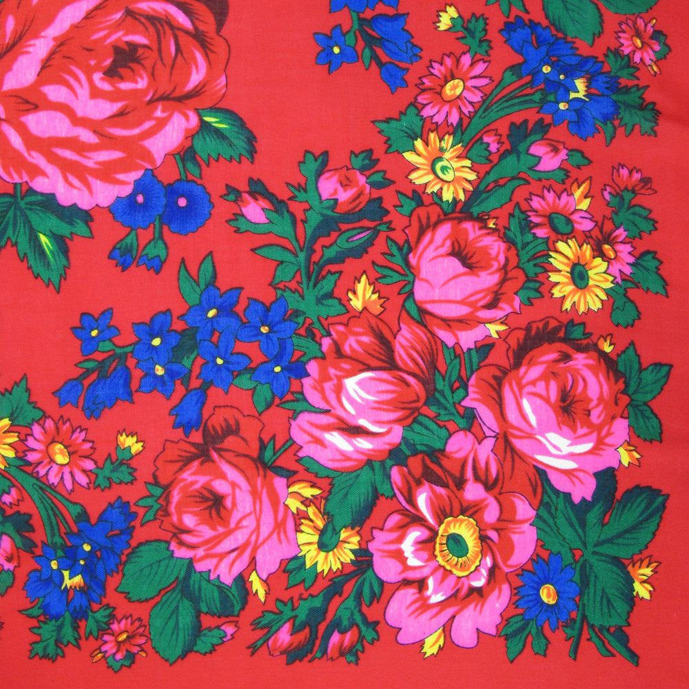 Rose Scarf Red 30"x30"