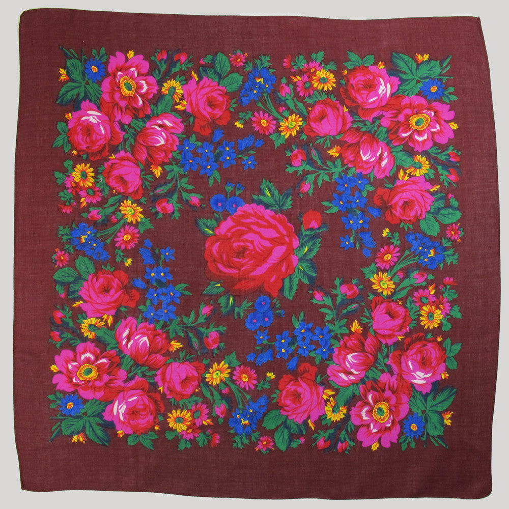 Rose Scarf Wine 30"x30"