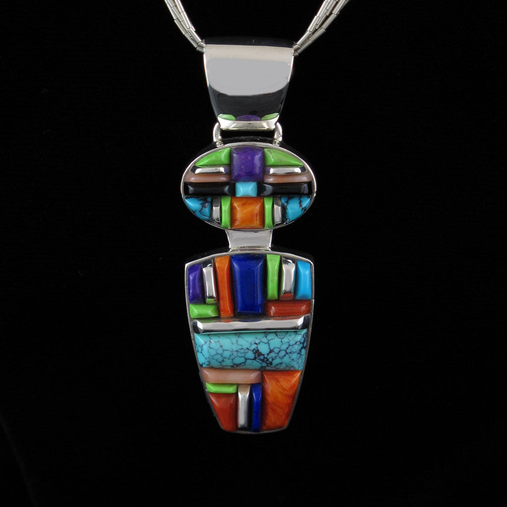 Multi Stone Corn Row Pendant Earring Set
