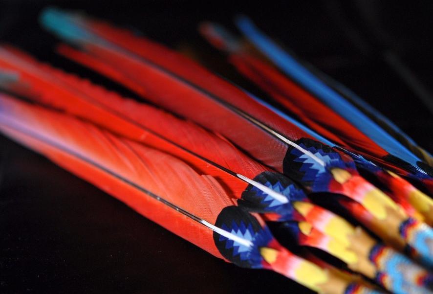 Peyote Fan with Beaded Feather Design