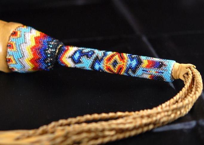 Peyote Fan with Beaded Feather Design