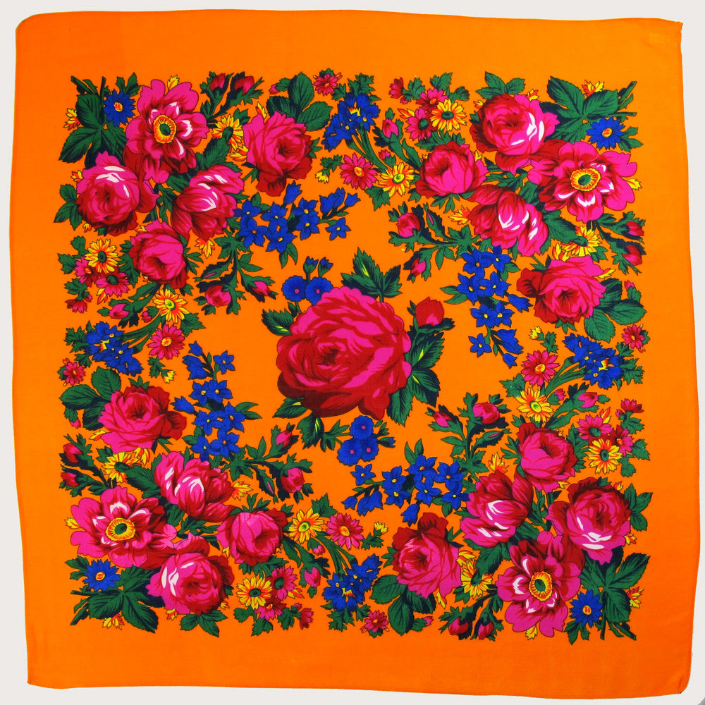 Rose Scarf - Orange (30"x30")