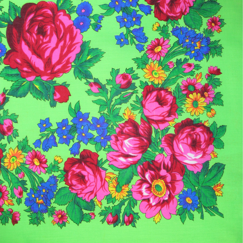 Rose Scarf Neon Green 30"x30"