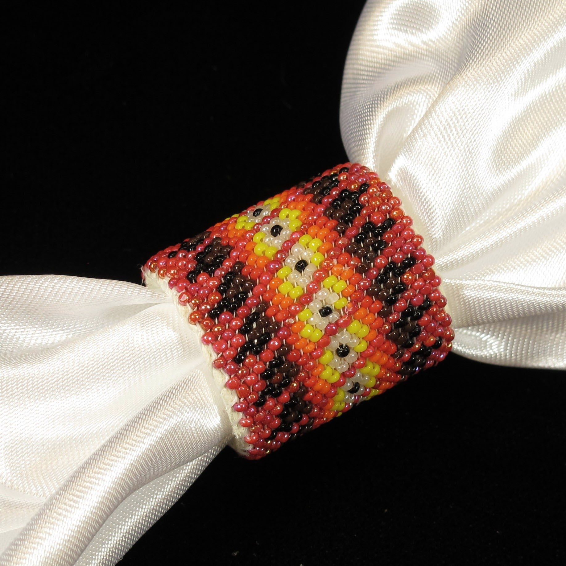 Dark Pink Beaded Scarf Ring Holder