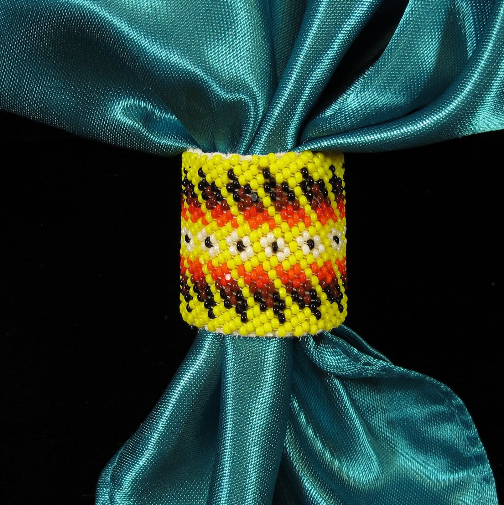 Yellow Beaded Scarf Slide/Holder