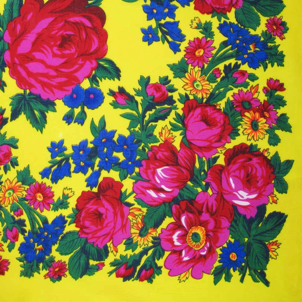 Rose Scarf - Neon Yellow (30"x30")