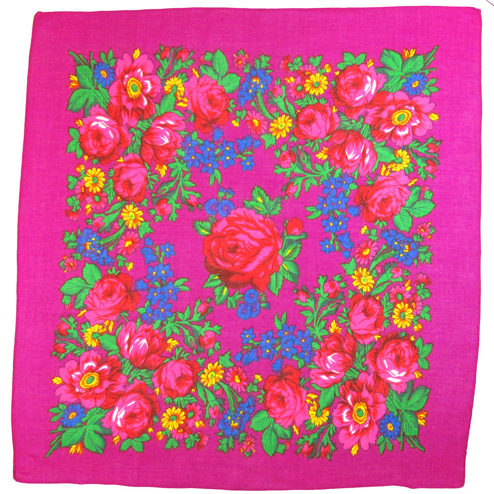Rose Scarf Fuchsia 30"x30"