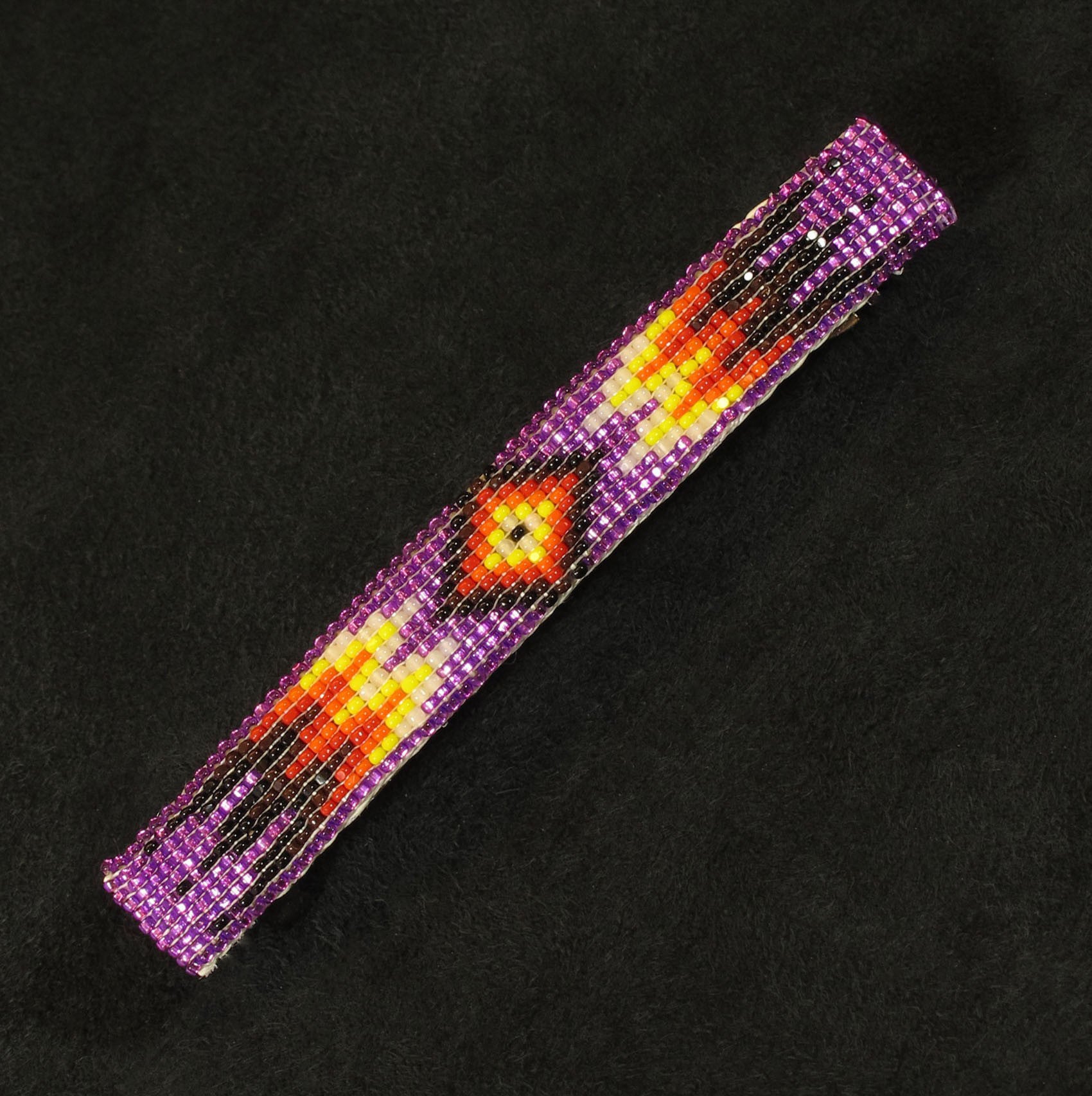 Purple/Black Beaded Barrette