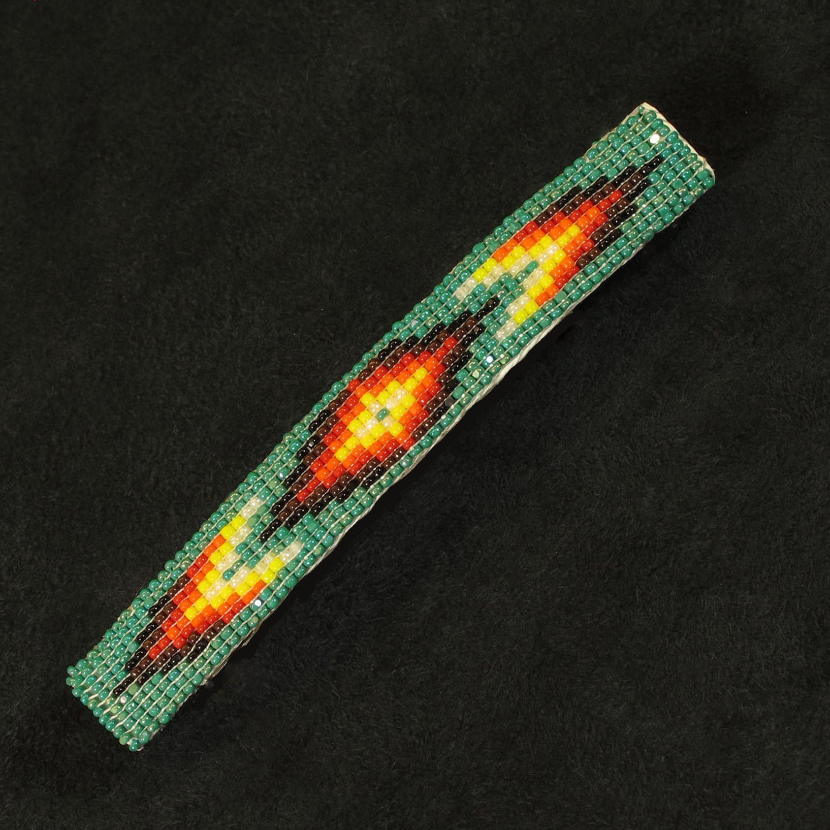 Iris Green Beaded Barrette