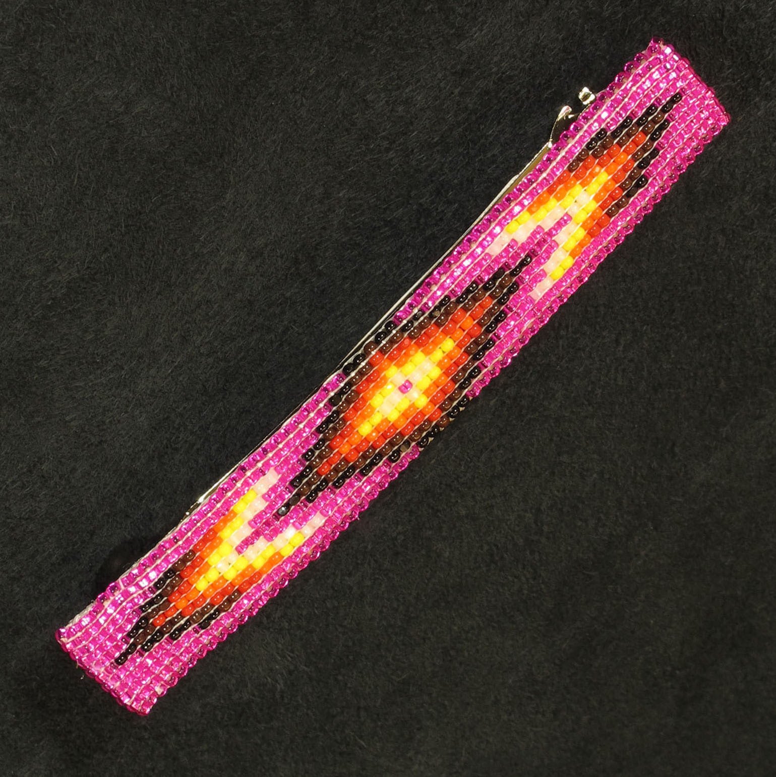 Pink/Black Beaded Barrette