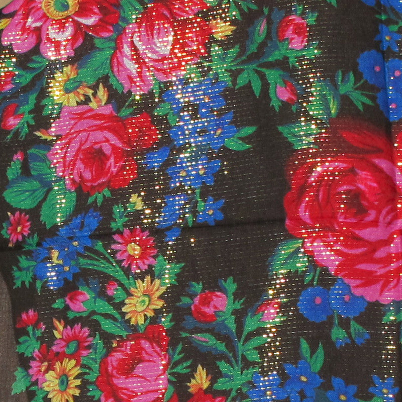 Rose Metallic Scarf Black 30"x30"