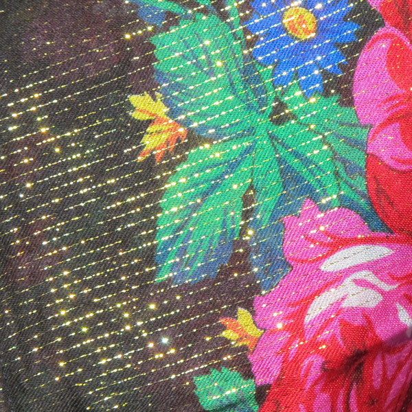 Rose Metallic Scarf Black 30"x30"