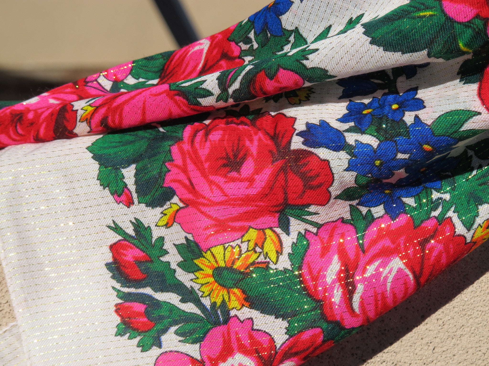 Rose Metallic Scarf White 30"x30"