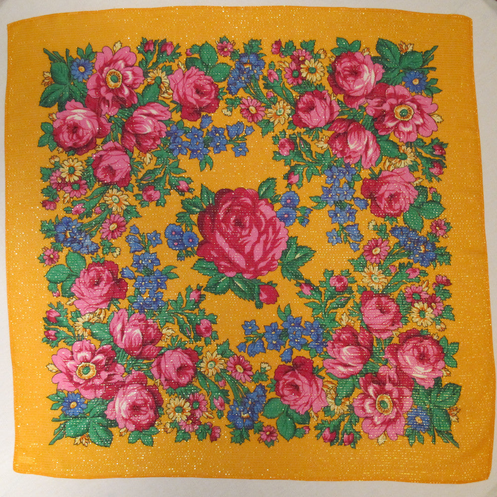 Rose Metallic Scarf Orange 30"x30"
