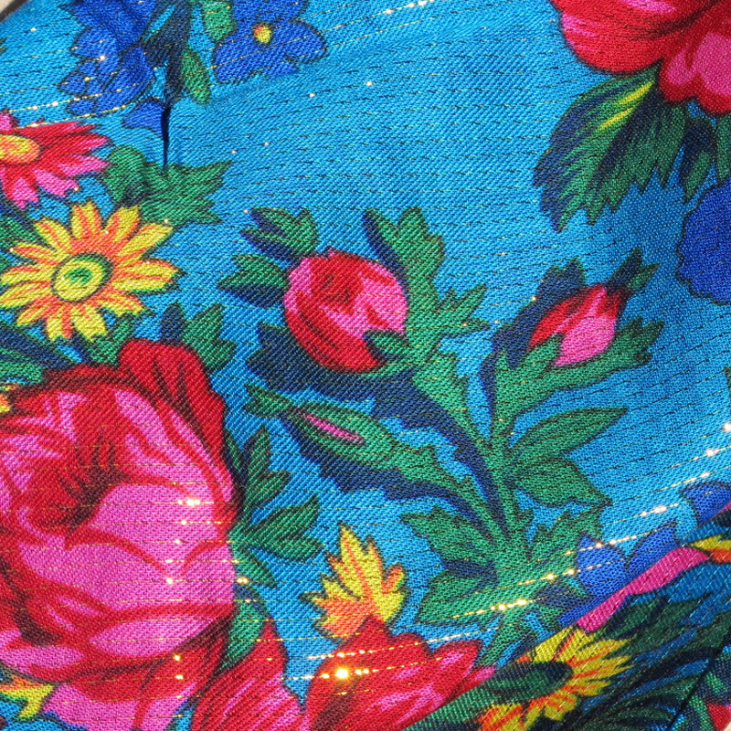 Rose Metallic Scarf Turquoise 30"x30"