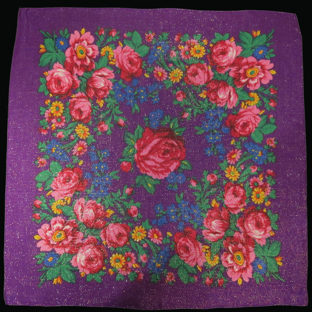 Rose Metallic Scarf Purple 30"x30"