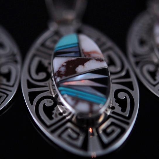Wildhorse Inlay Navajo Earring and Pendent Set