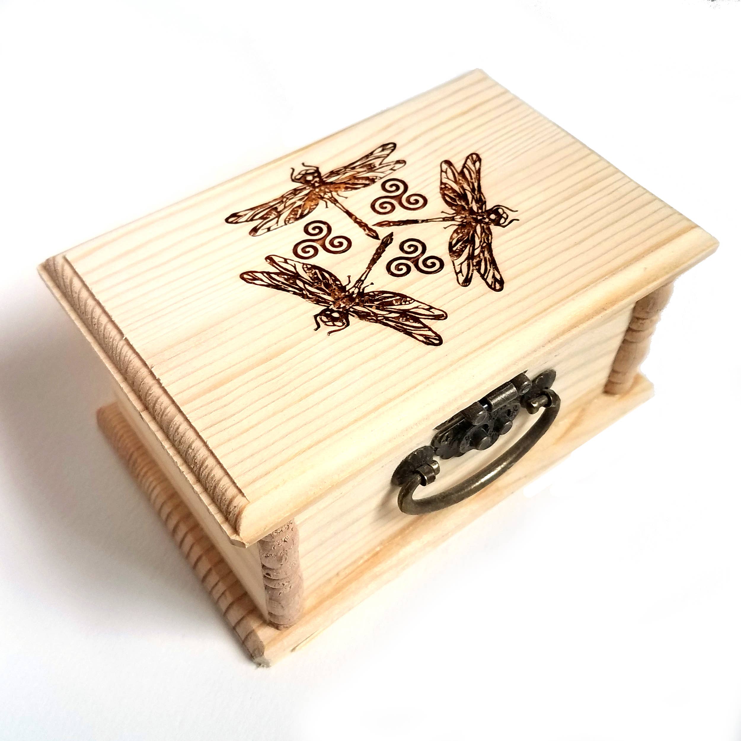 Dragonfly Triskelion Small Decorative Latched Wooden Box