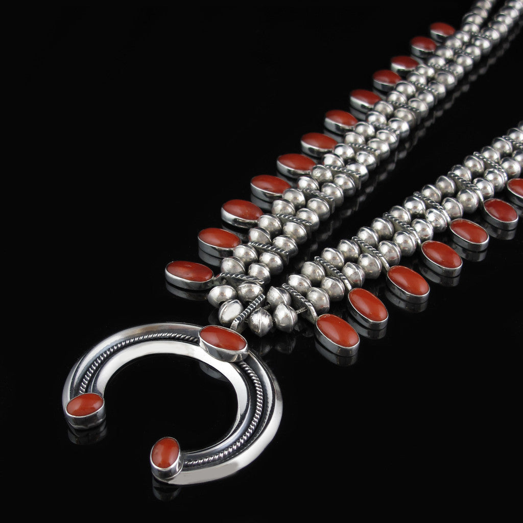 Squash Blossom Red Coral Necklace