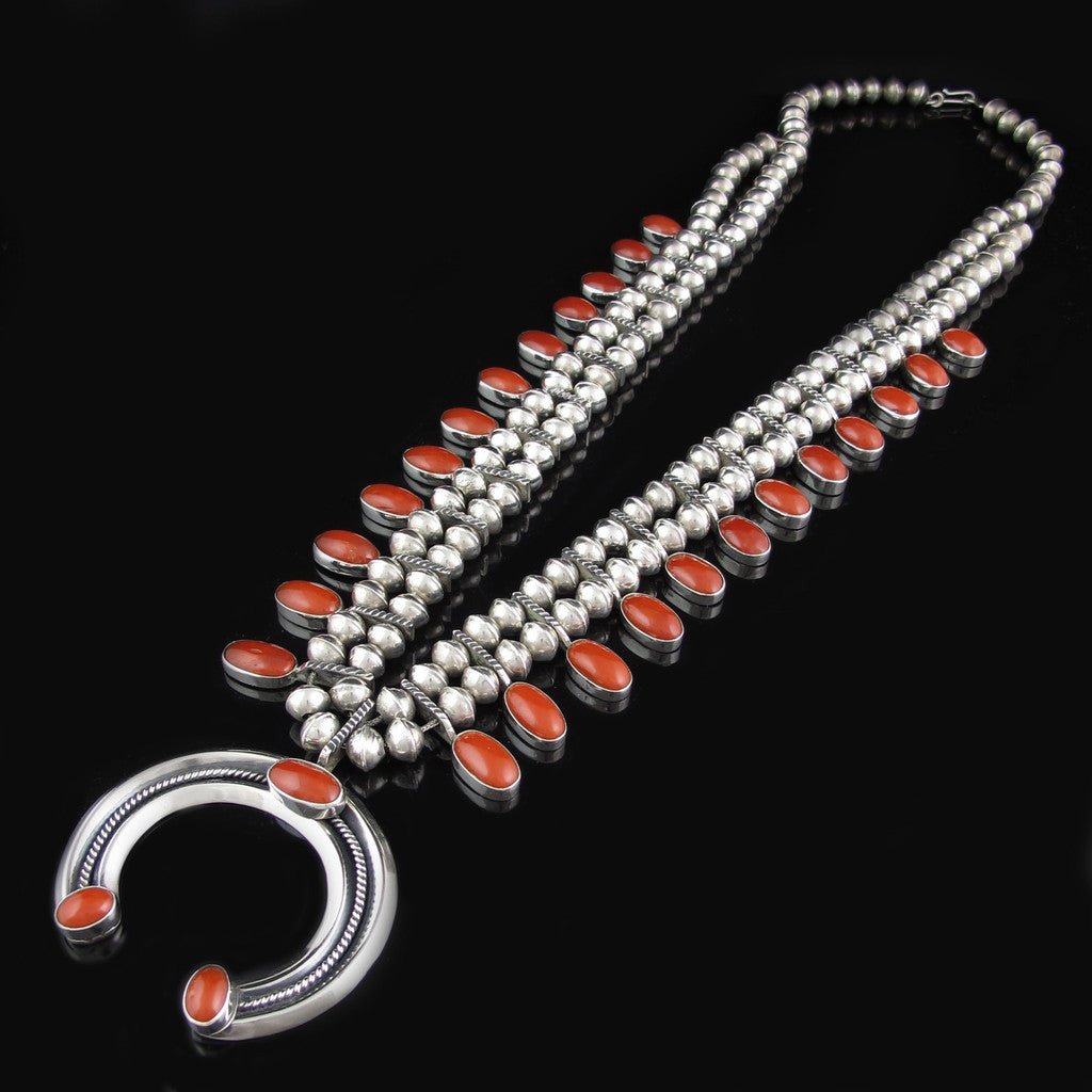 Squash Blossom Red Coral Necklace