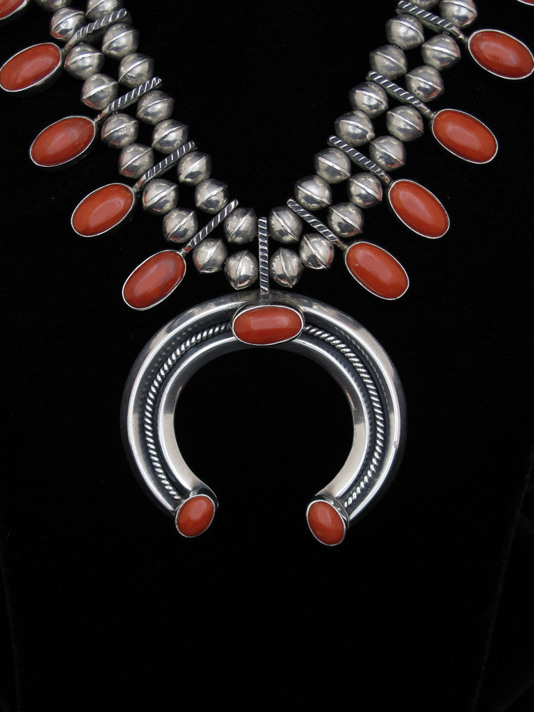 Squash Blossom Red Coral Necklace