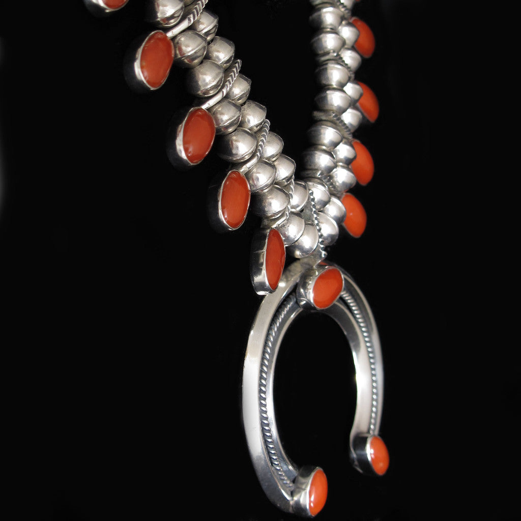 Squash Blossom Red Coral Necklace