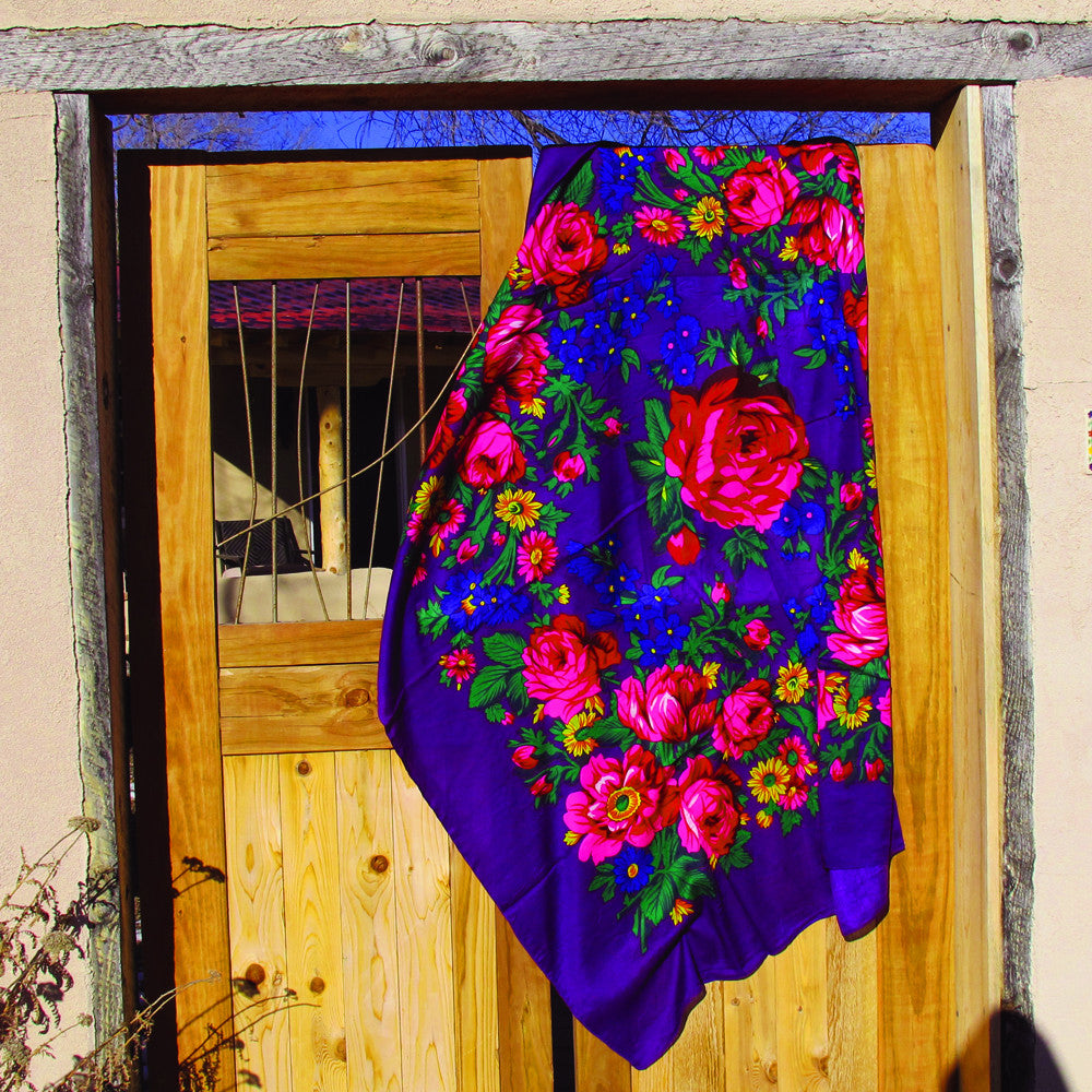 Rose Scarf - Purple (60"x60")