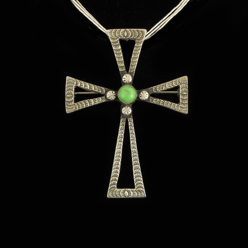 Gaspeite Cross Pin Pendant