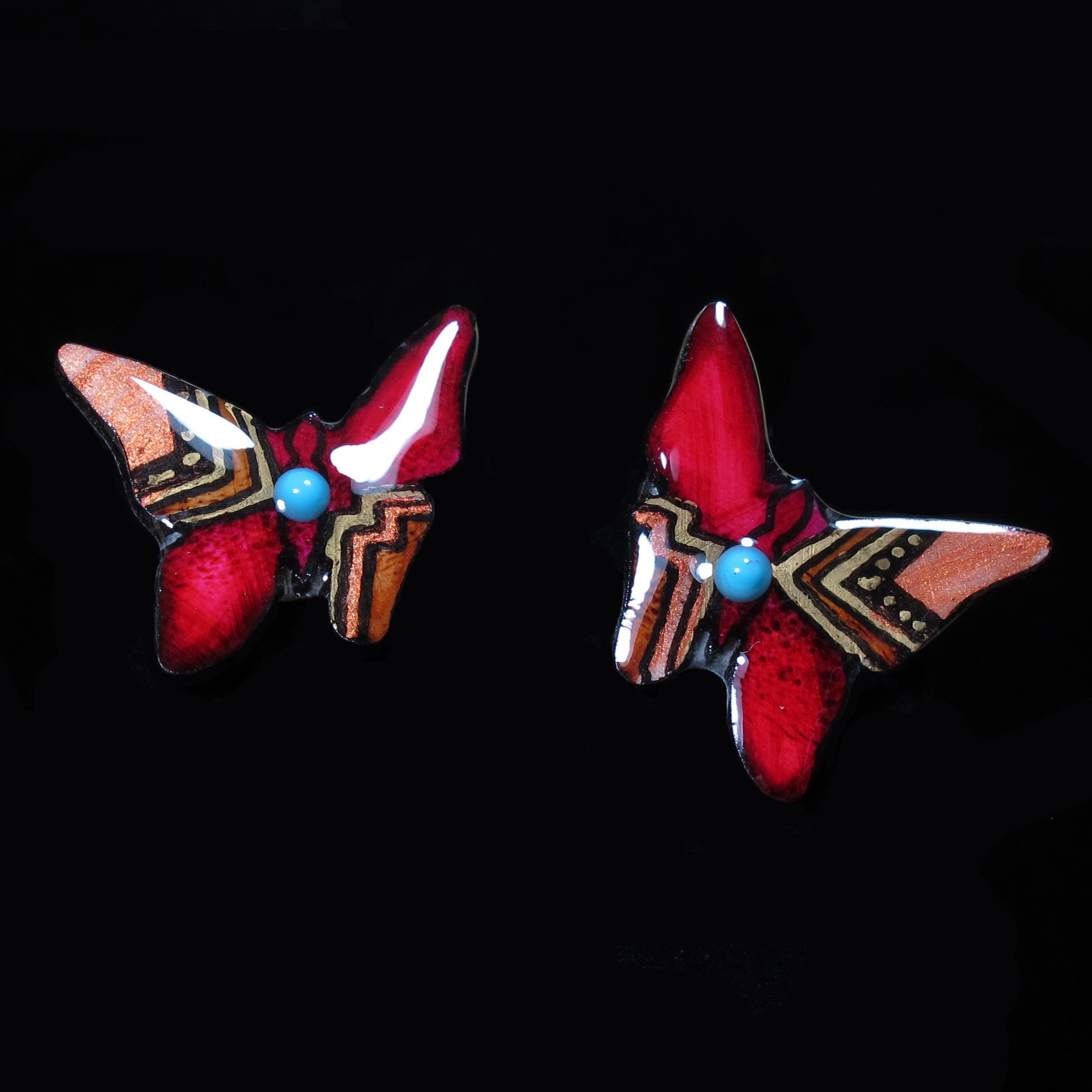 Red Butterfly Earrings - Handmade Moose Antler Jewelry