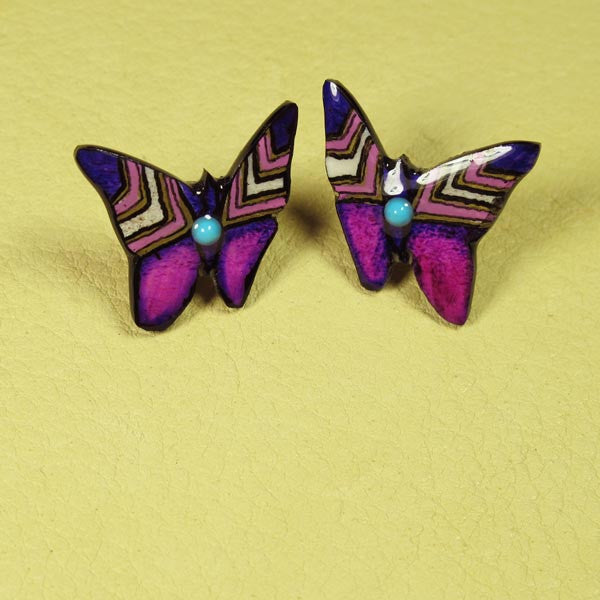 Purple Butterfly Earrings - Handmade Moose Antler Jewelry