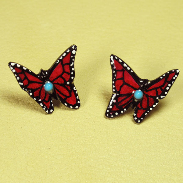 Red Butterfly Earrings - Handmade Moose Antler Jewelry