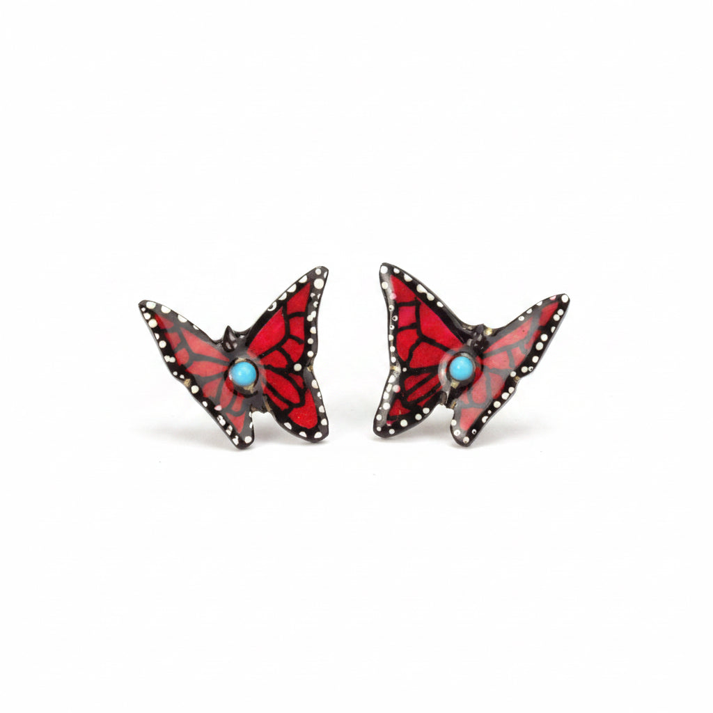 Antler Butterfly Earrings - Red
