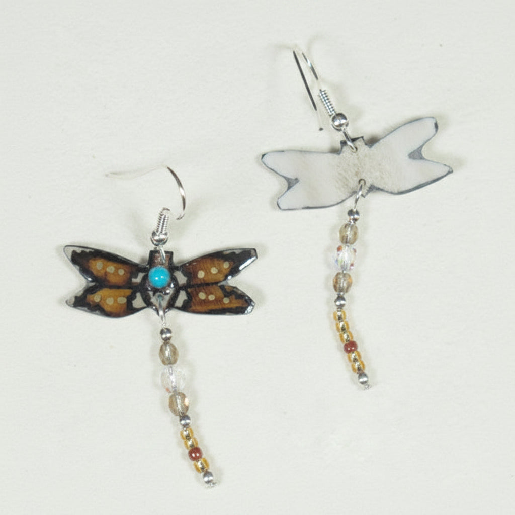 Antler Dragonfly Earrings - Gold